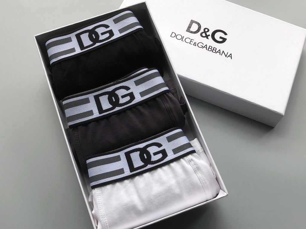 Dolce & Gabbana Cotton Striped Logo Waistbands Men's Boxer Briefs