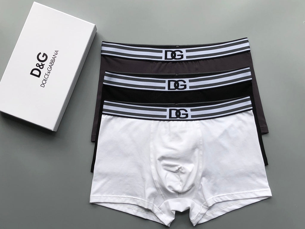 Dolce & Gabbana Cotton Striped Logo Waistbands Men's Boxer Briefs