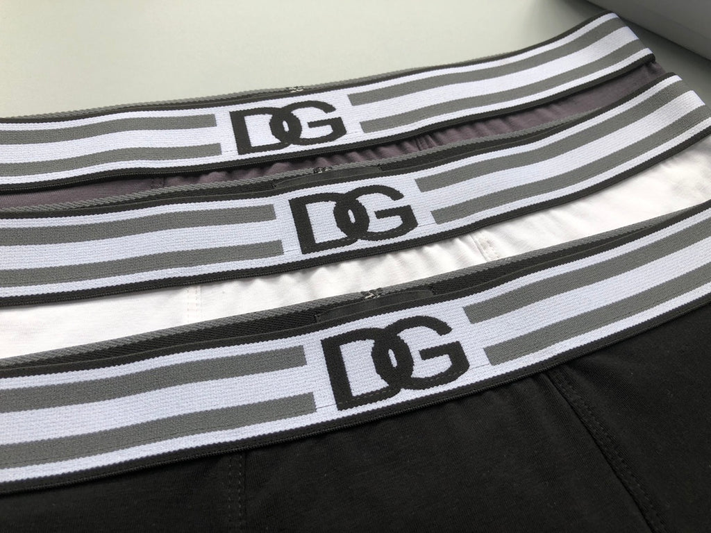 Dolce & Gabbana Cotton Striped Logo Waistbands Men's Boxer Briefs