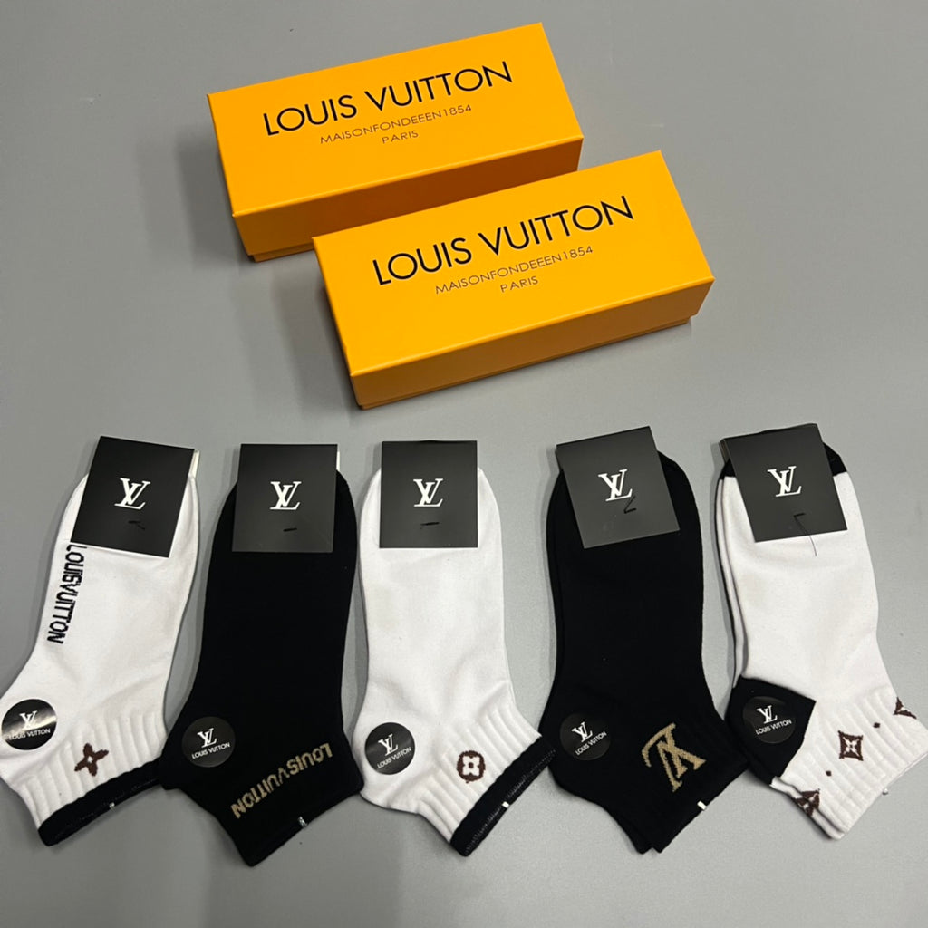 Louis Vuitton Small Initial And Emblem Details Ankle Socks - 5-Pair Set