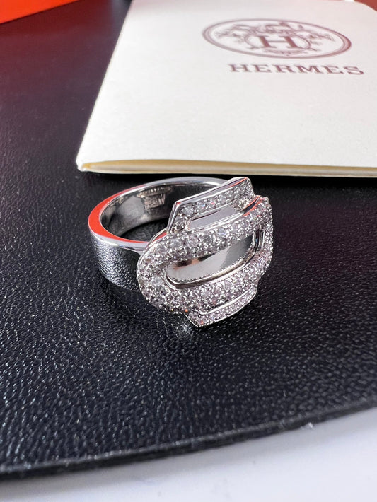 Horse Statement Ring in Polished Metal-Tone – Design 002 main product view