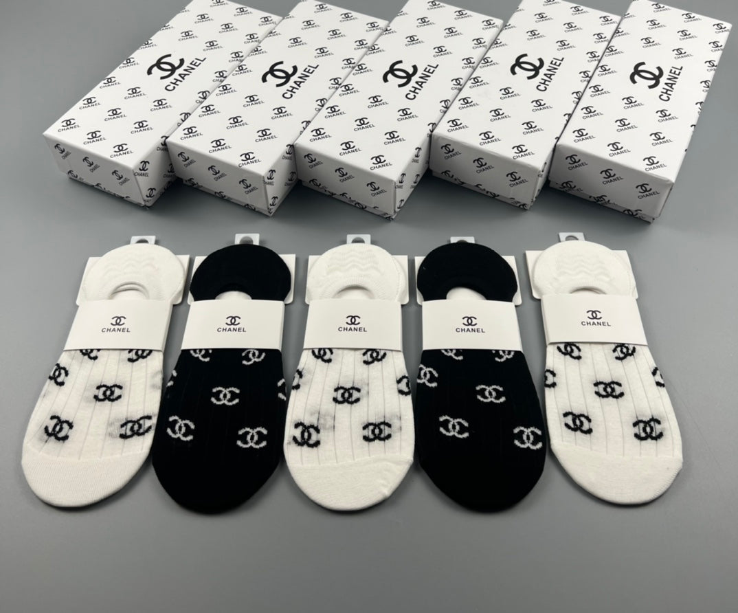 Chanel Cotton Short Socks - 5-Pair Pack