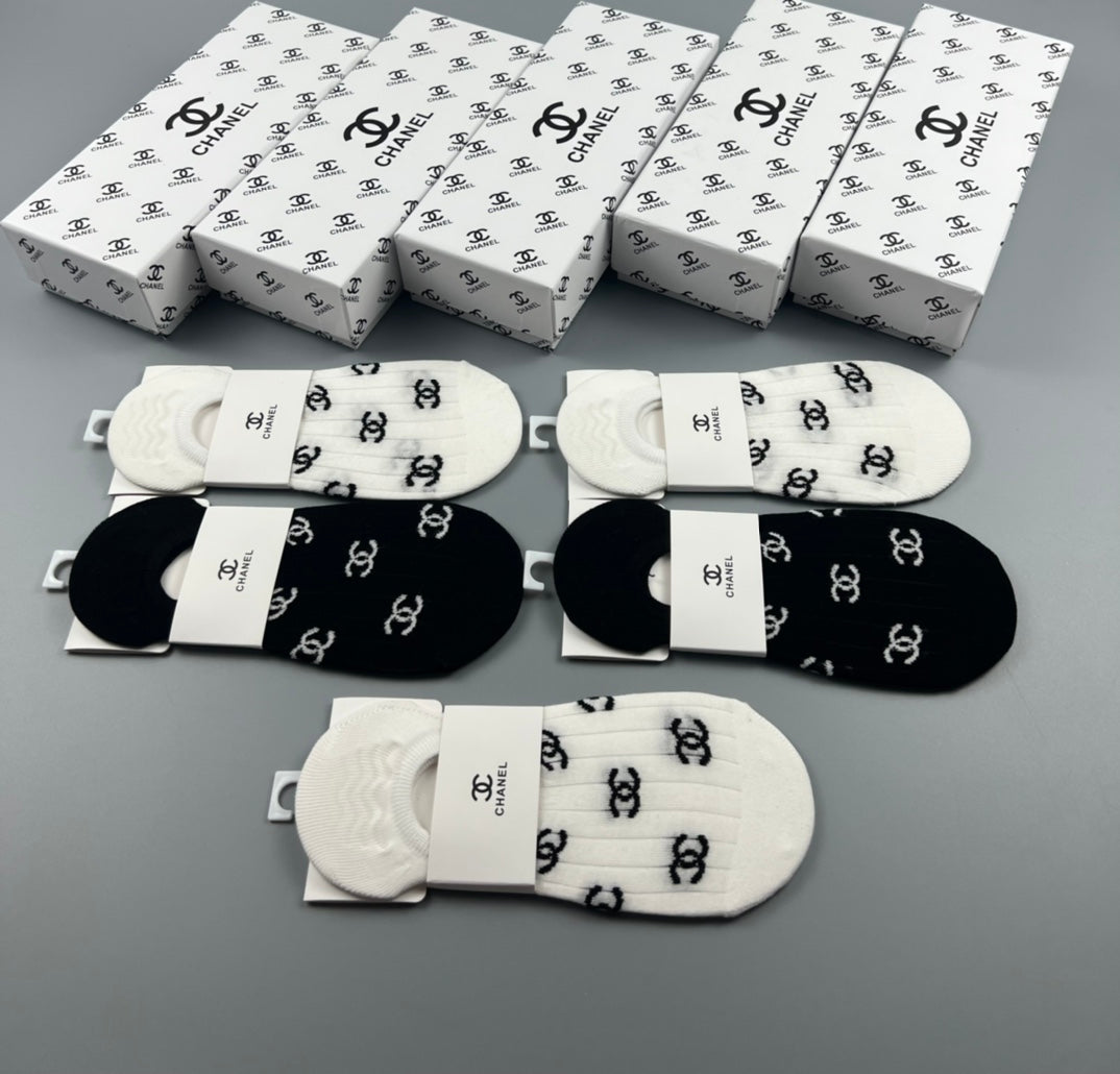 Chanel Cotton Short Socks - 5-Pair Pack