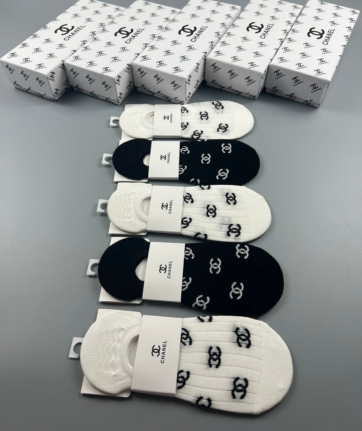 Chanel Repeating Emblem Details No-Show Socks - 5-Pair Set