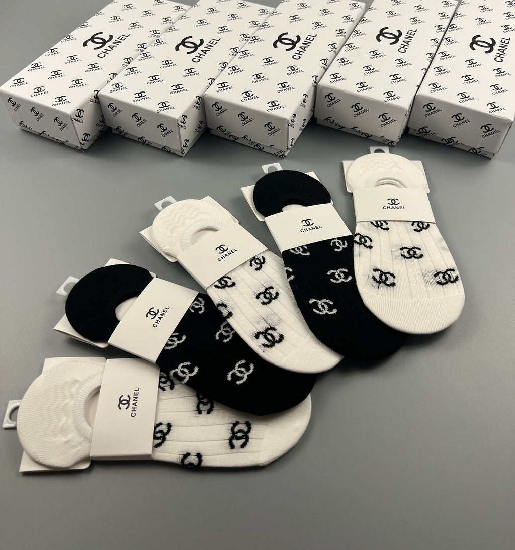 Chanel Cotton Short Socks - 5-Pair Pack