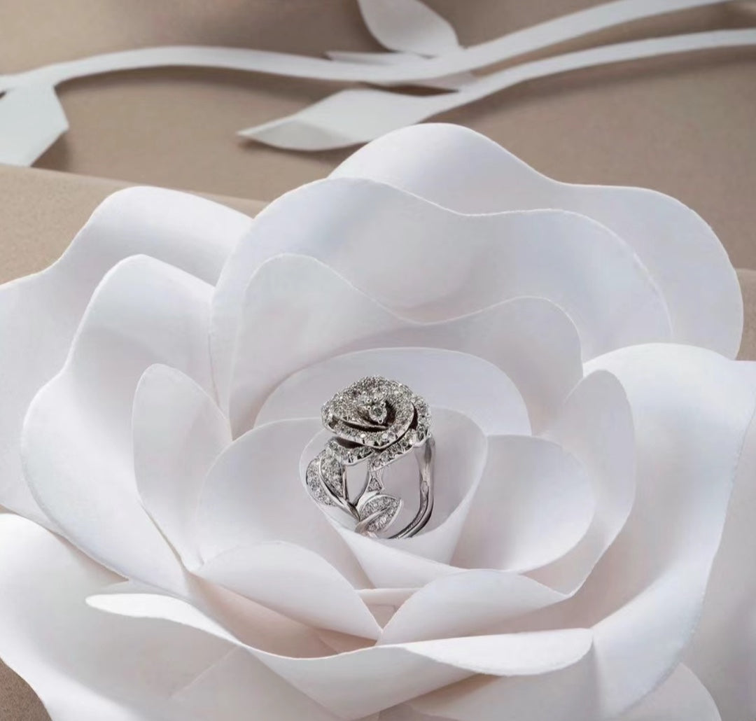 Floral Motif Statement Ring in Silver-Tone main product view