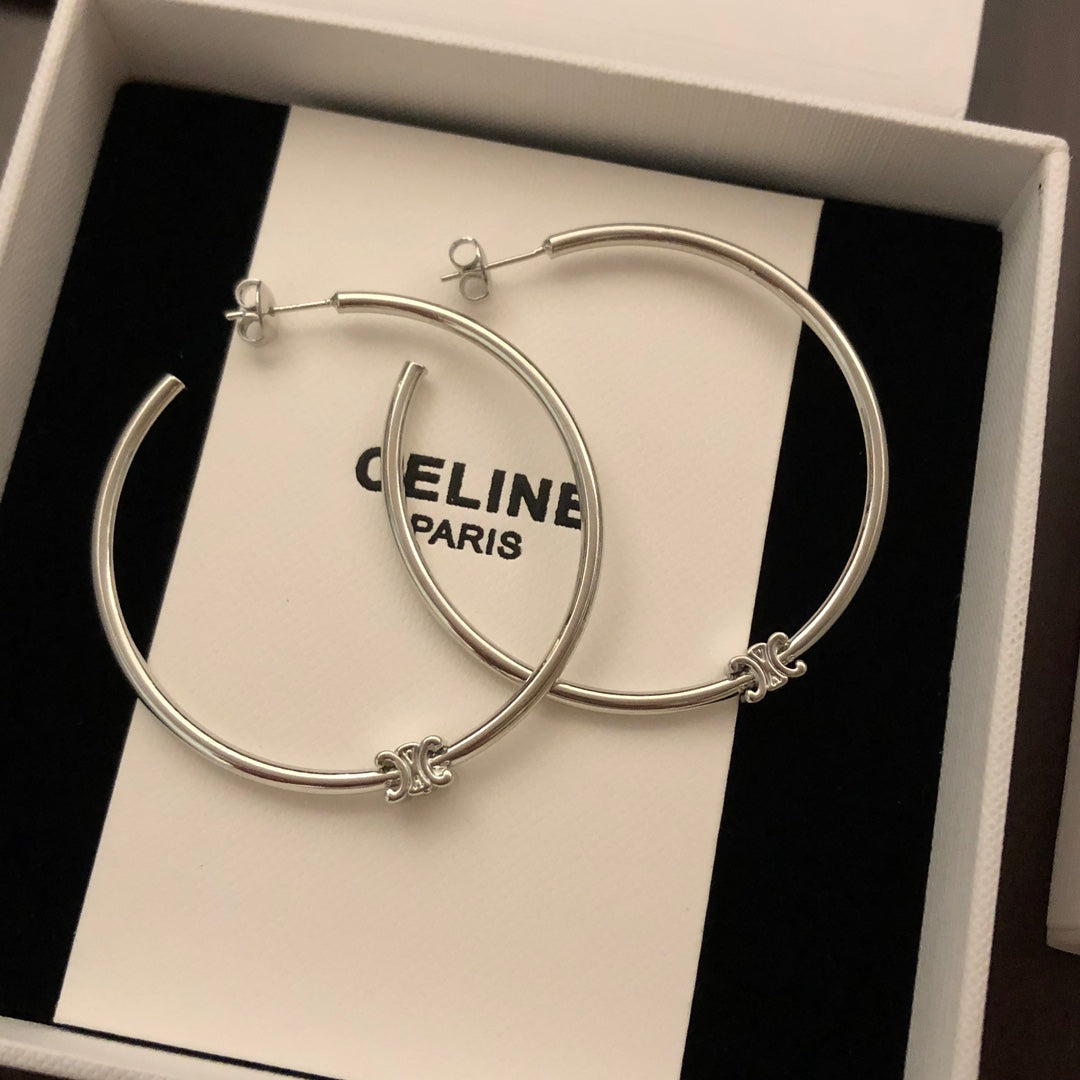 Oversized Triomphe-Inspired Emblem Statement Earrings main product view