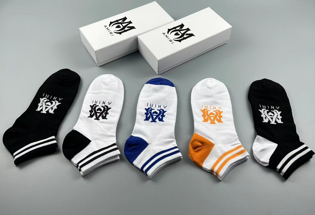 Amiri Ma-Style Graphics Ankle Socks - 5-Pair Set