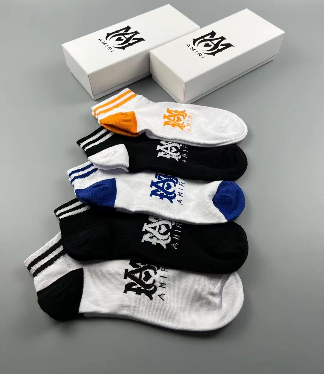 Amiri Ma-Style Graphics Ankle Socks - 5-Pair Set