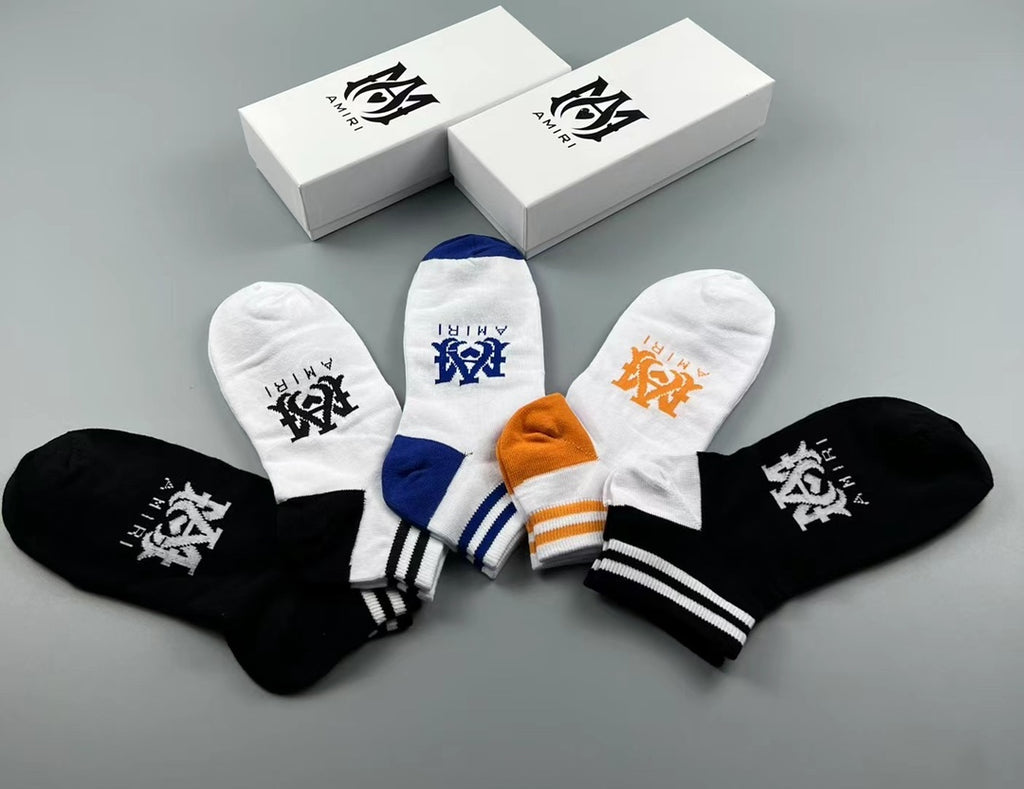 Amiri Ma-Style Graphics Ankle Socks - 5-Pair Set