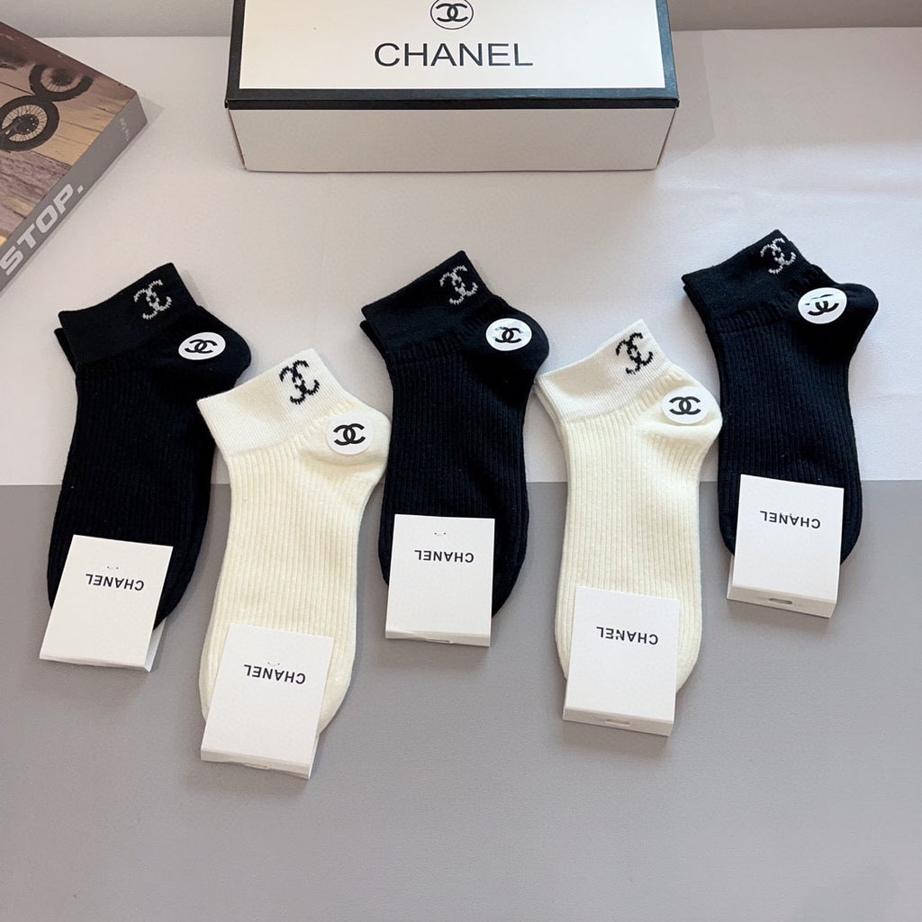 Chanel Cotton Crew Socks - 5-Pair Pack