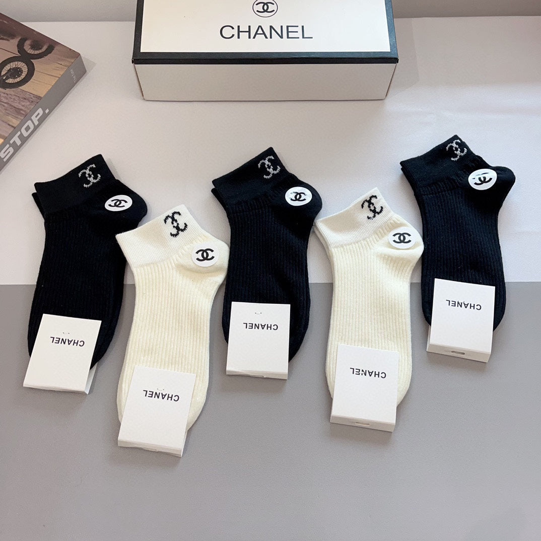 Chanel Cotton Crew Socks - 5-Pair Pack