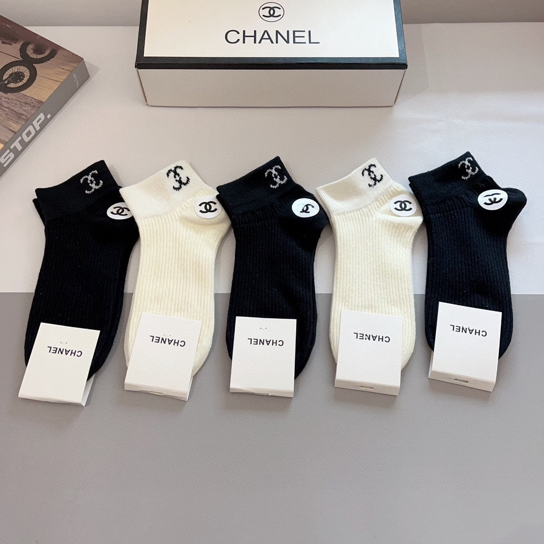 Chanel Cotton Crew Socks - 5-Pair Pack