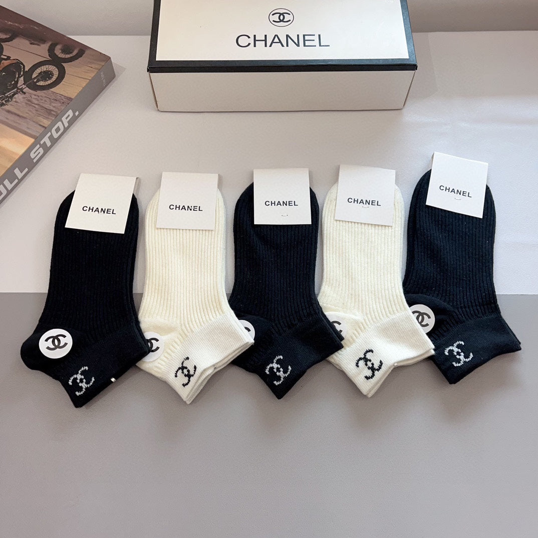 Chanel Cotton Crew Socks - 5-Pair Pack
