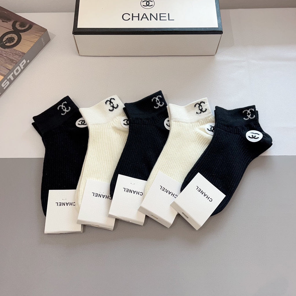 Chanel Cotton Crew Socks - 5-Pair Pack
