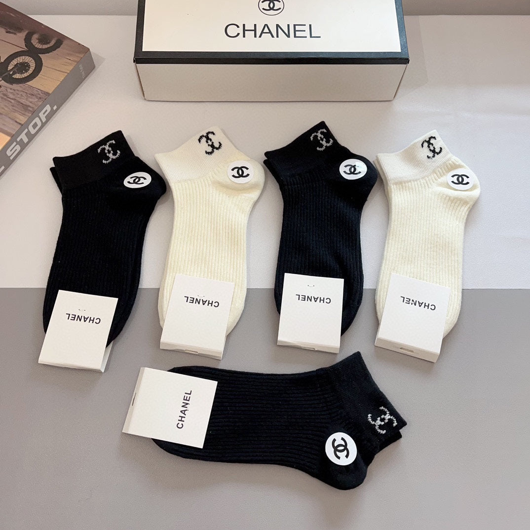 Chanel Cotton Crew Socks - 5-Pair Pack