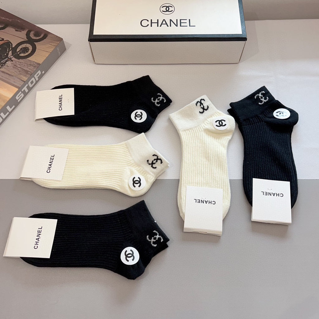 Chanel Cotton Crew Socks - 5-Pair Pack