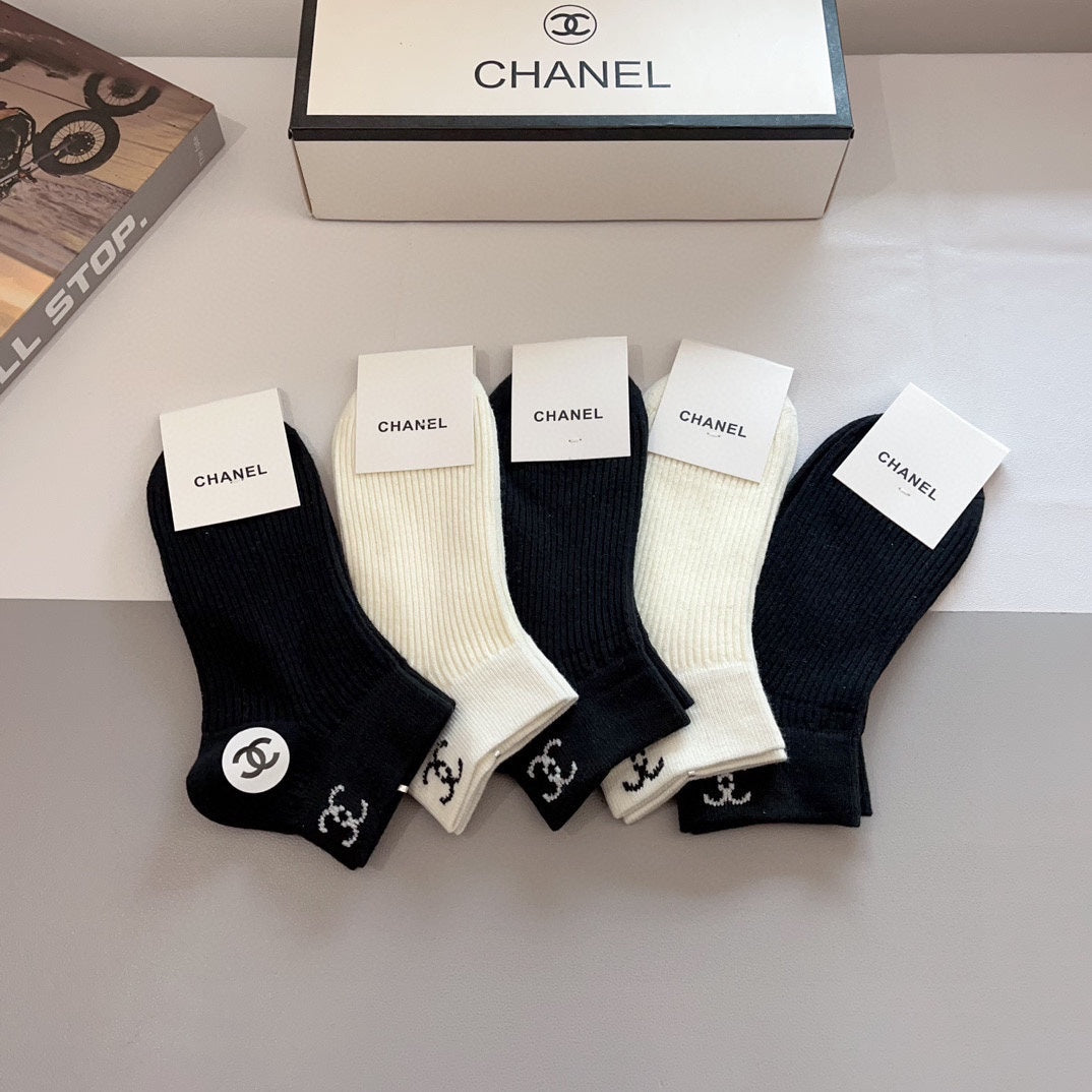 Chanel Cotton Crew Socks - 5-Pair Pack