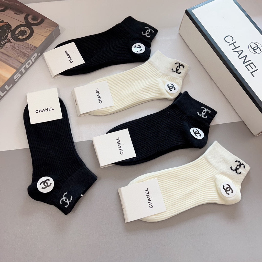 Chanel Cotton Crew Socks - 5-Pair Pack