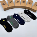 Burberry Cotton Visible Colour, Cuff And Emblem Details No-Show Socks - 5-Pair Set