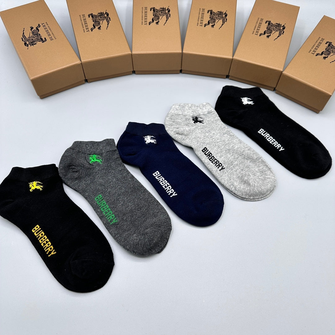 Burberry Small Horse Graphics No-Show Socks - 5-Pair Set