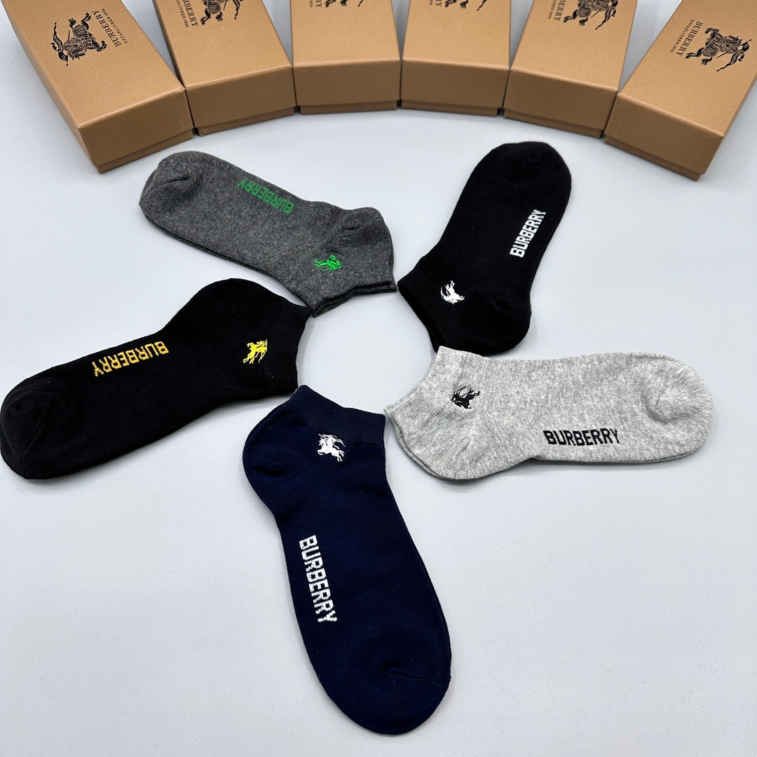 Burberry Colourful Horse Graphics Ankle Socks - 5-Pair Set