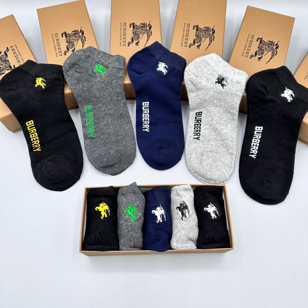 Burberry Logo Ankle Socks - 5-Pair Box