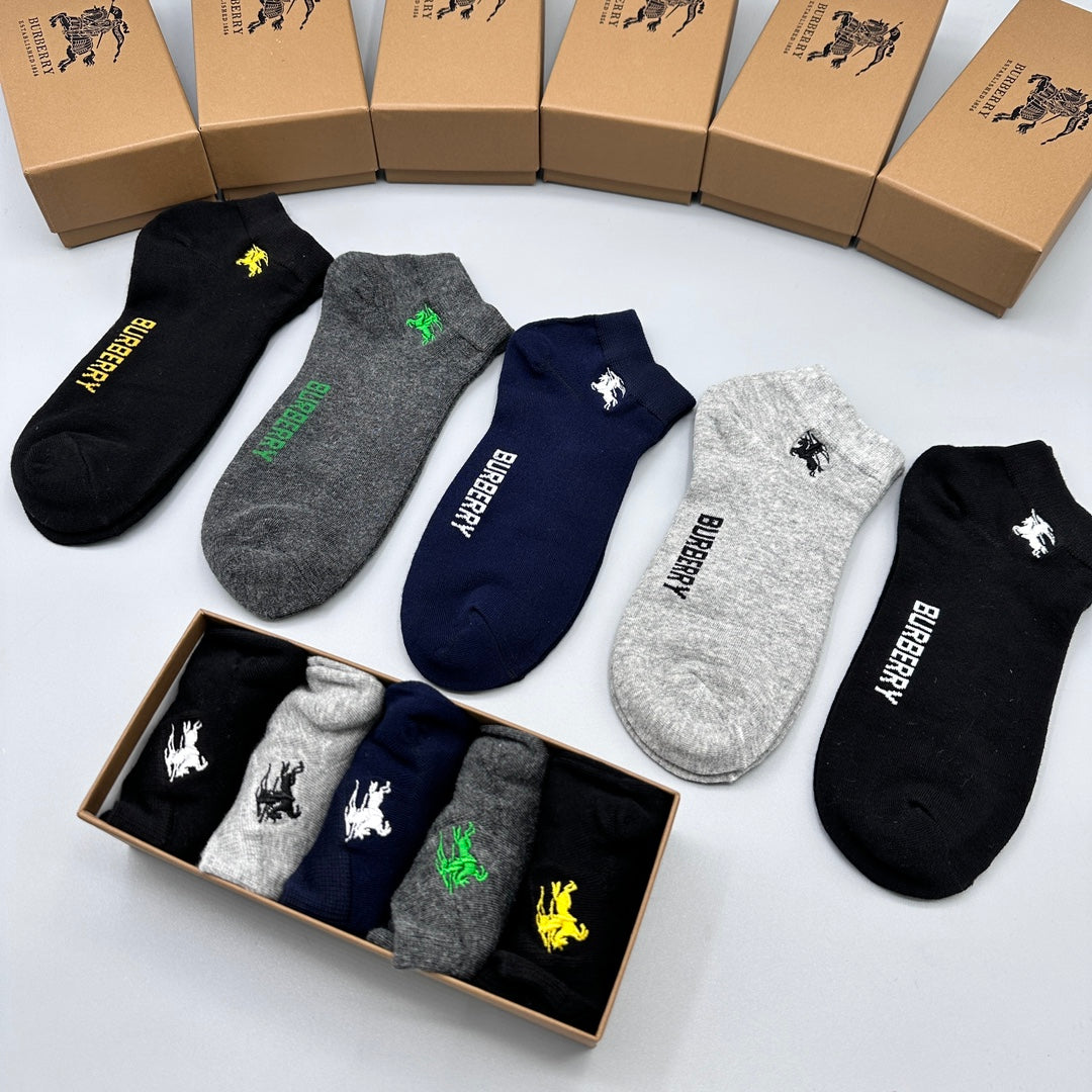 Burberry Logo Ankle Socks - 5-Pair Box