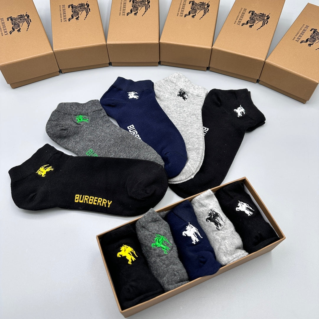 Burberry Colourful Horse Graphics Ankle Socks - 5-Pair Set