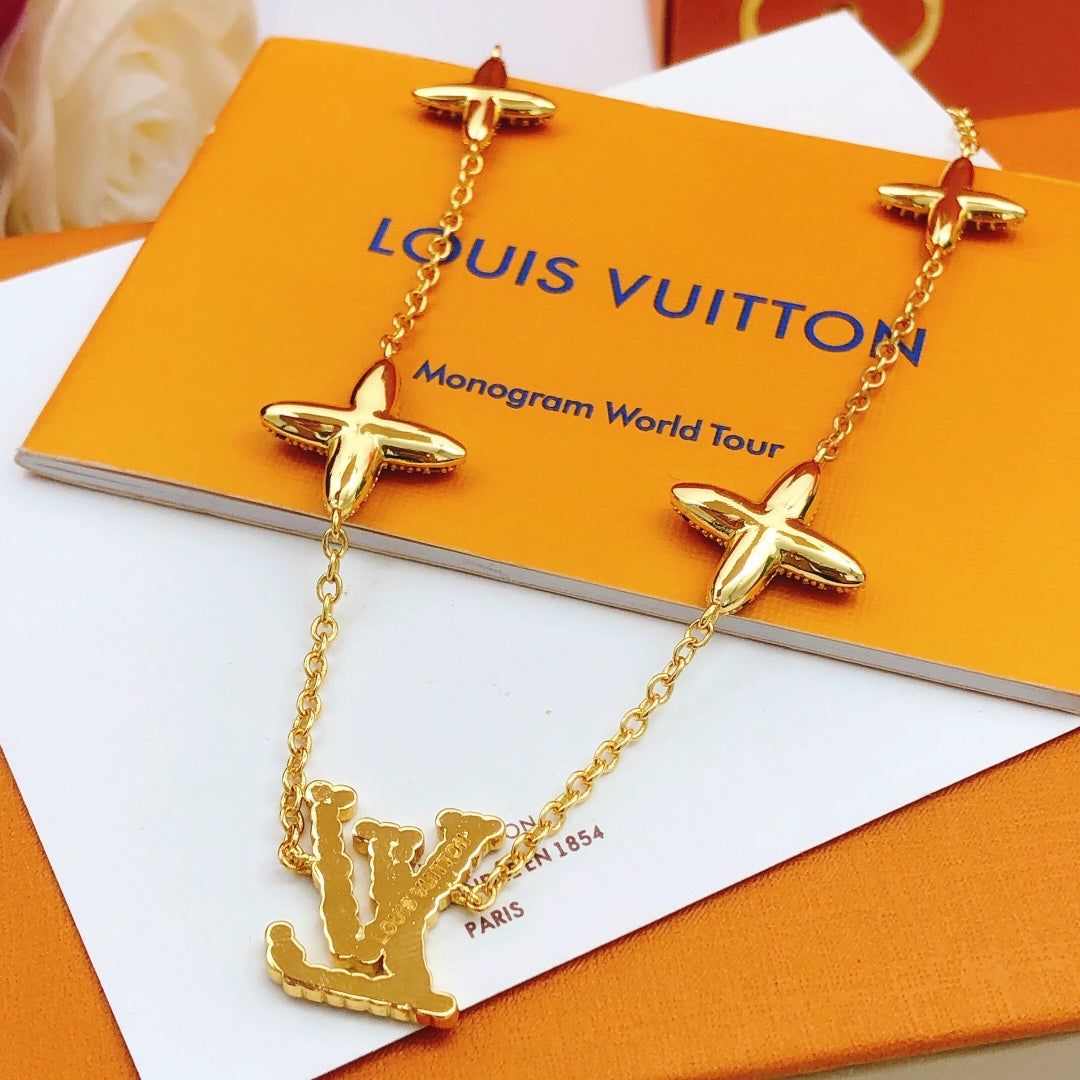 Geometric Emblem Pendant Necklace in Gold-Tone – Design 049 detail view