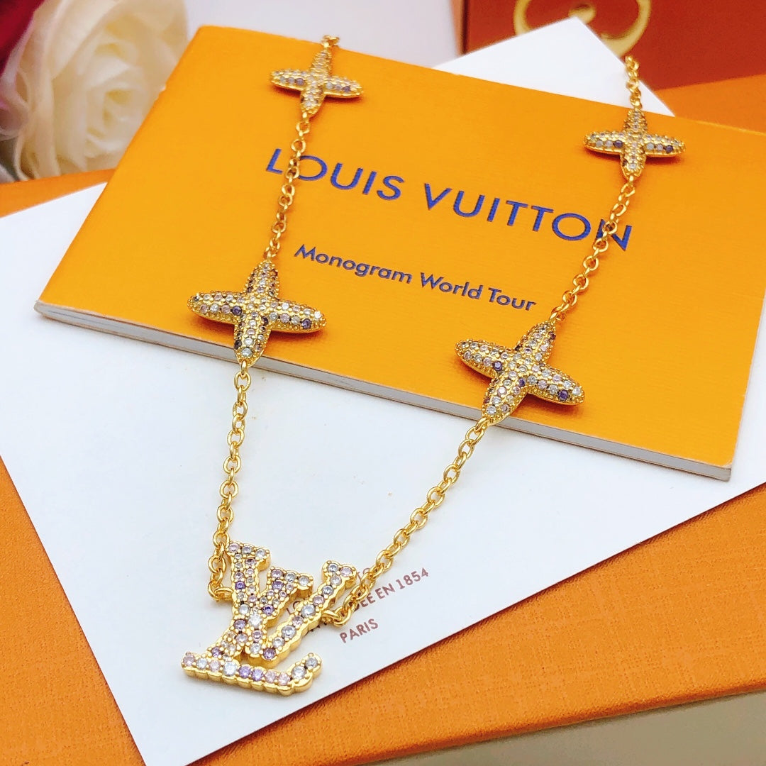 Geometric Emblem Pendant Necklace in Gold-Tone – Design 049 front product view