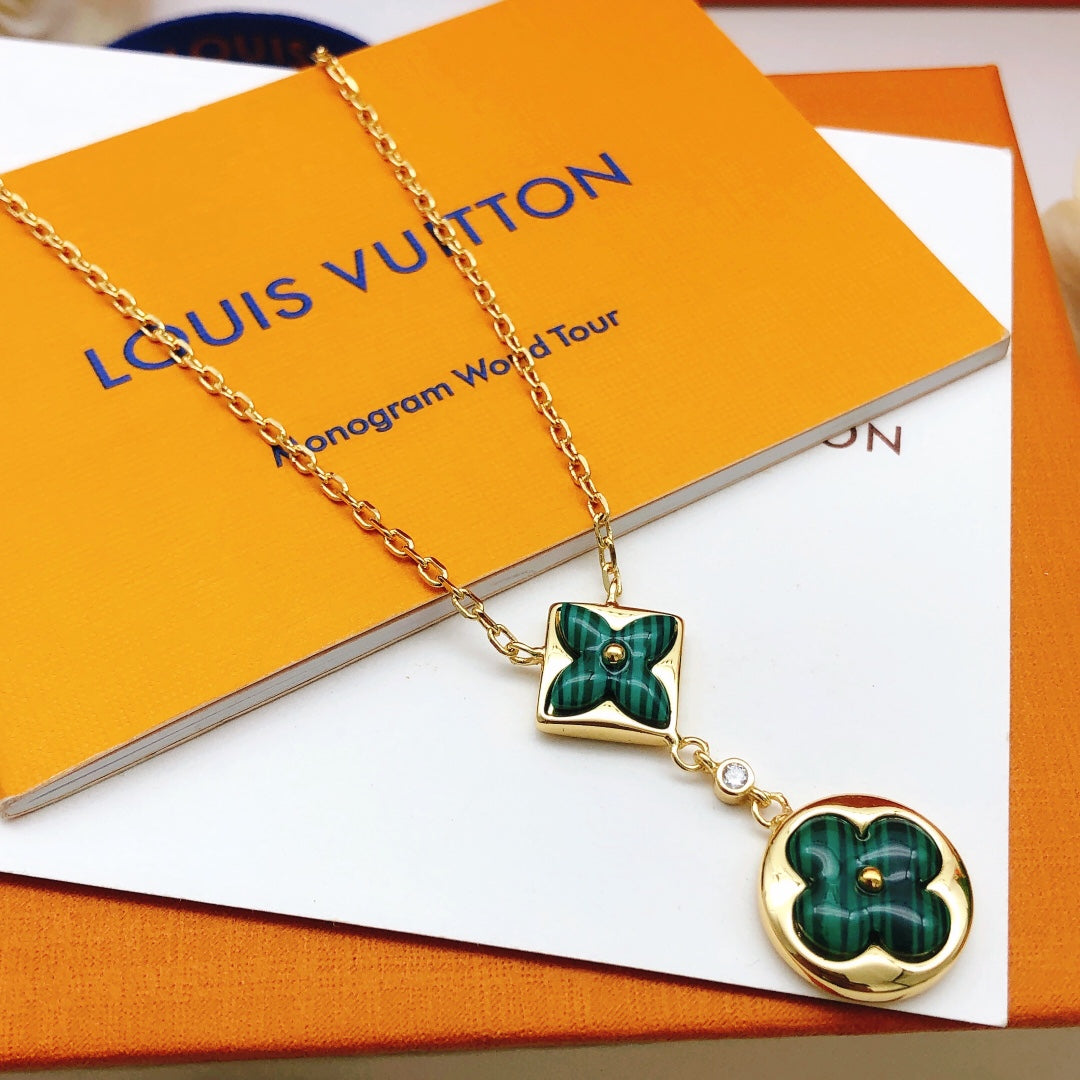 Geometric Emblem Pendant Necklace in Gold-Tone – Design 016 detail view