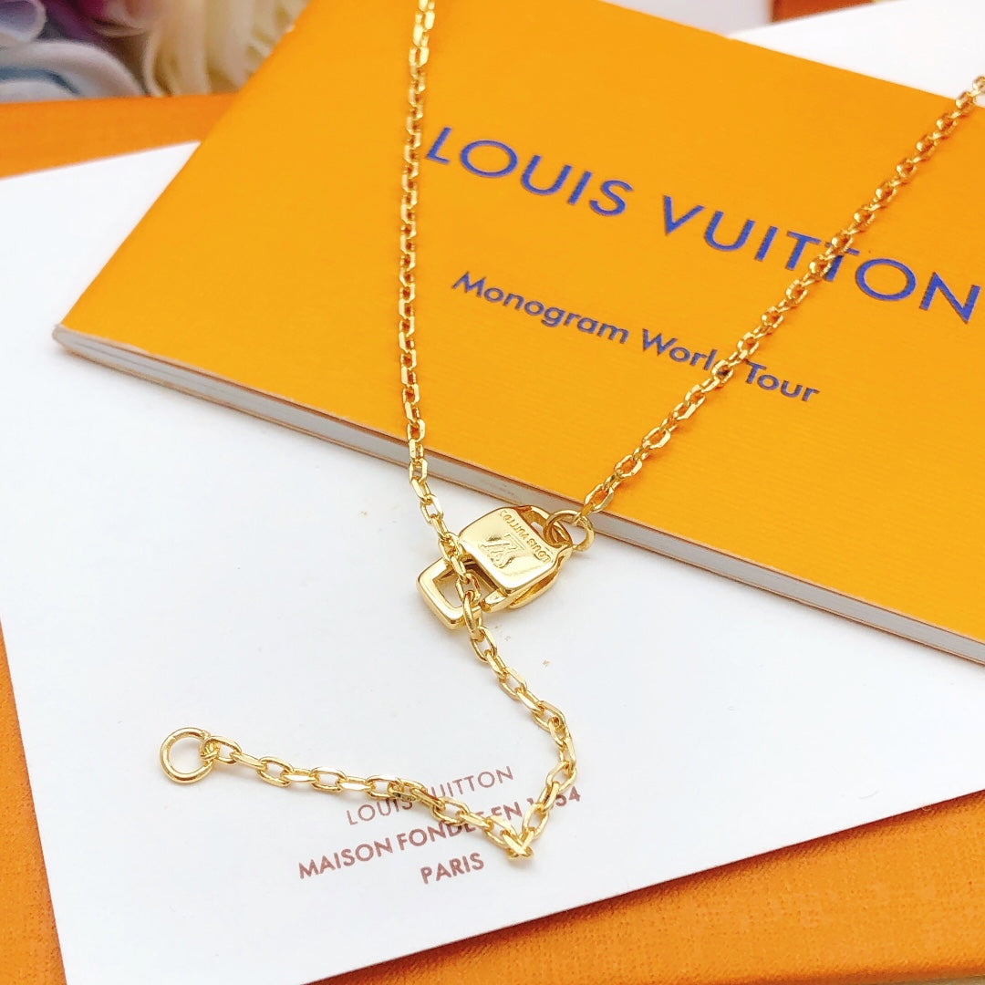 Geometric Emblem Pendant Necklace in Gold-Tone – Design 016 close-up detail
