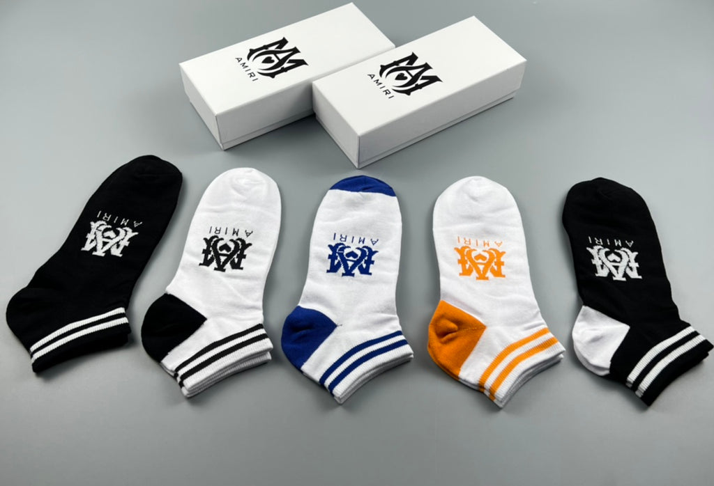 Amiri Ma-Style Graphics Ankle Socks - 5-Pair Set