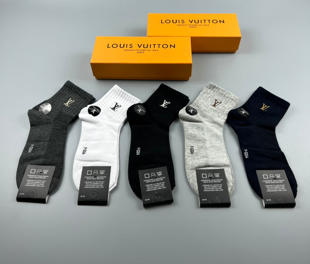 Louis Vuitton Small Initial Details Ankle Socks - 5-Pair Set