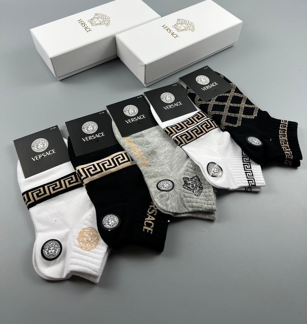 Versace Graphic Crew Socks - 5-Pair Box