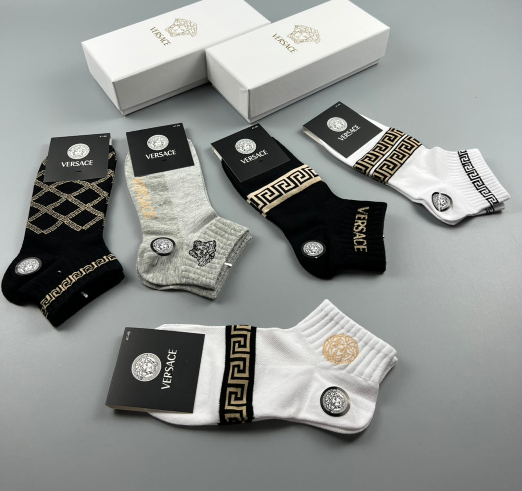 Versace Graphic Crew Socks - 5-Pair Box