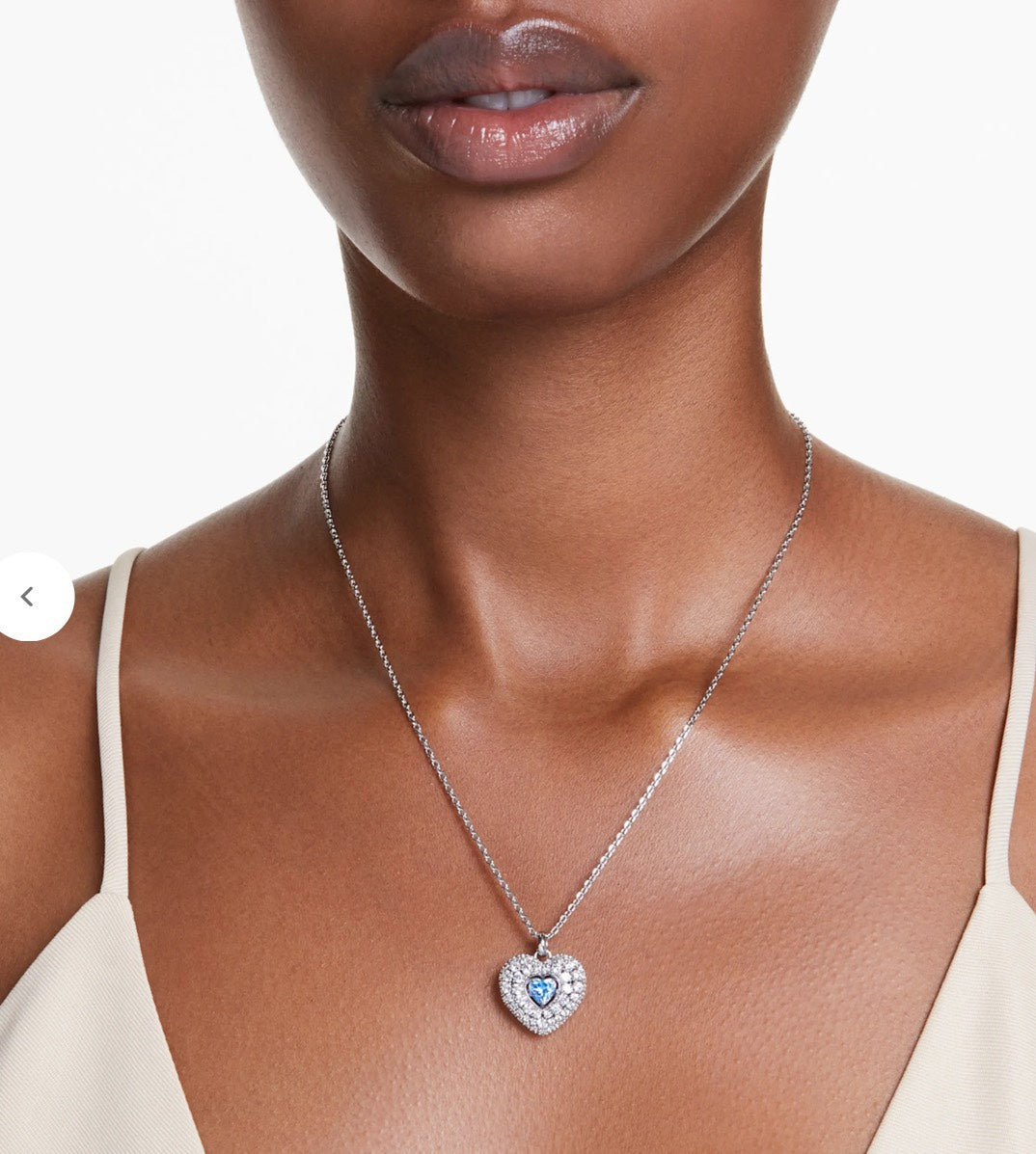Heart Collarbone Necklace in Polished Metal-Tone detail view