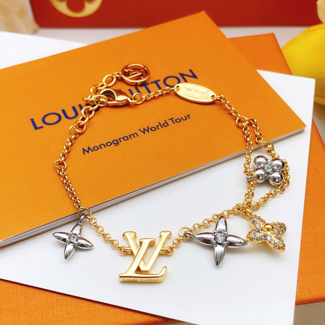 Geometric Emblem Bracelet in Gold-Tone – Design 057 front product view