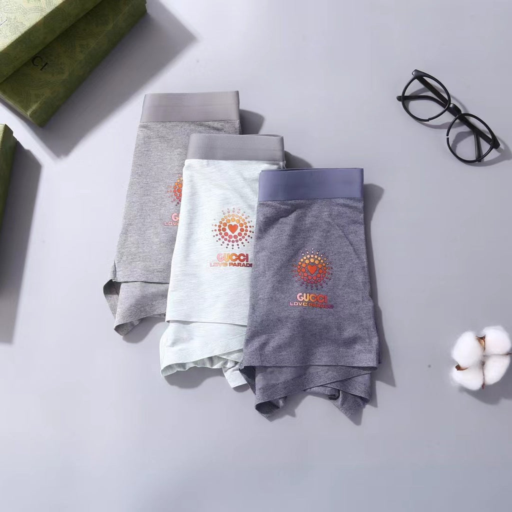 Gucci Orange Sunburst-Style Graphics Men's Boxer Briefs - 3-Piece Box