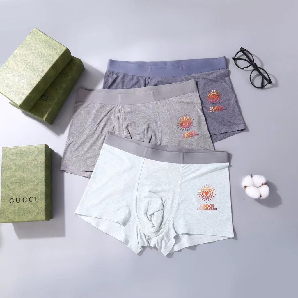 Gucci Orange Sunburst-Style Graphics Men's Boxer Briefs - 3-Piece Box