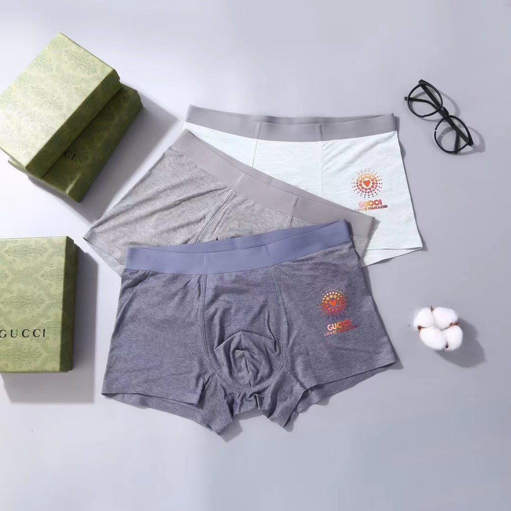 Gucci Orange Sunburst-Style Graphics Men's Boxer Briefs - 3-Piece Box