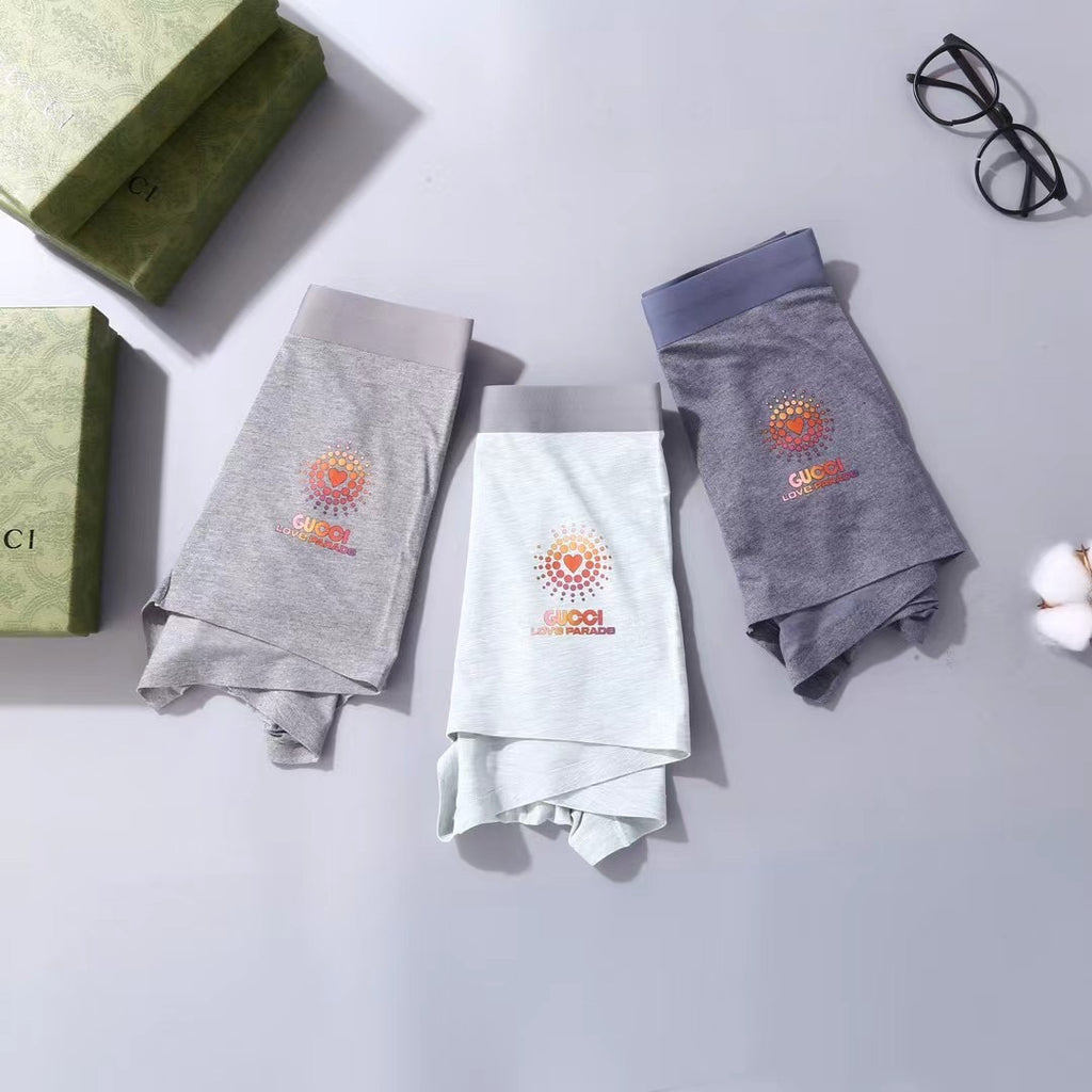 Gucci Orange Sunburst-Style Graphics Men's Boxer Briefs - 3-Piece Box