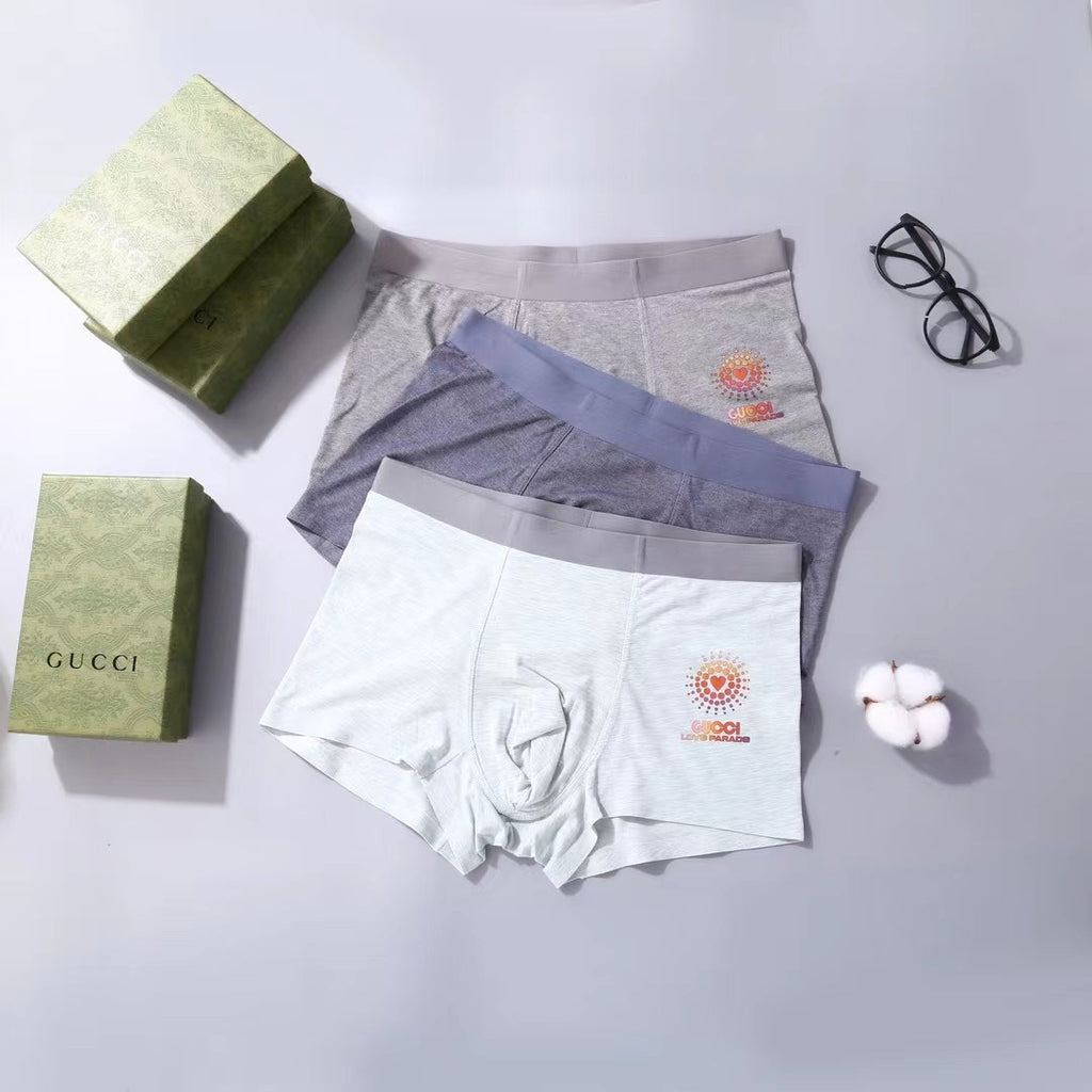 Gucci Orange Sunburst-Style Graphics Men's Boxer Briefs - 3-Piece Box