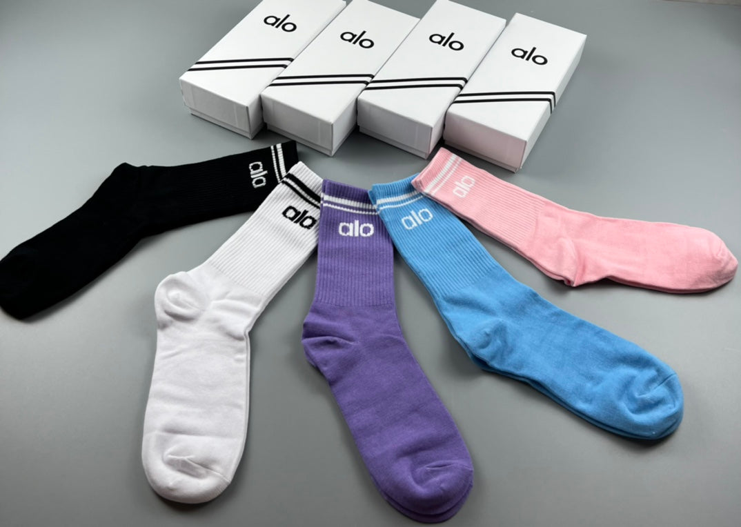 Unbranded Lavender Blue Pastel Crew Crew Socks 5-Pair Box