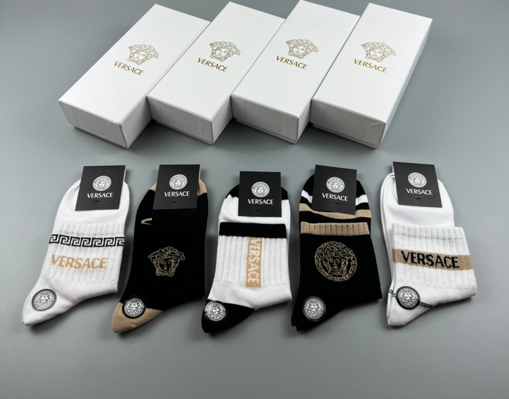 Versace Logo Crew Socks - 5-Pair Box