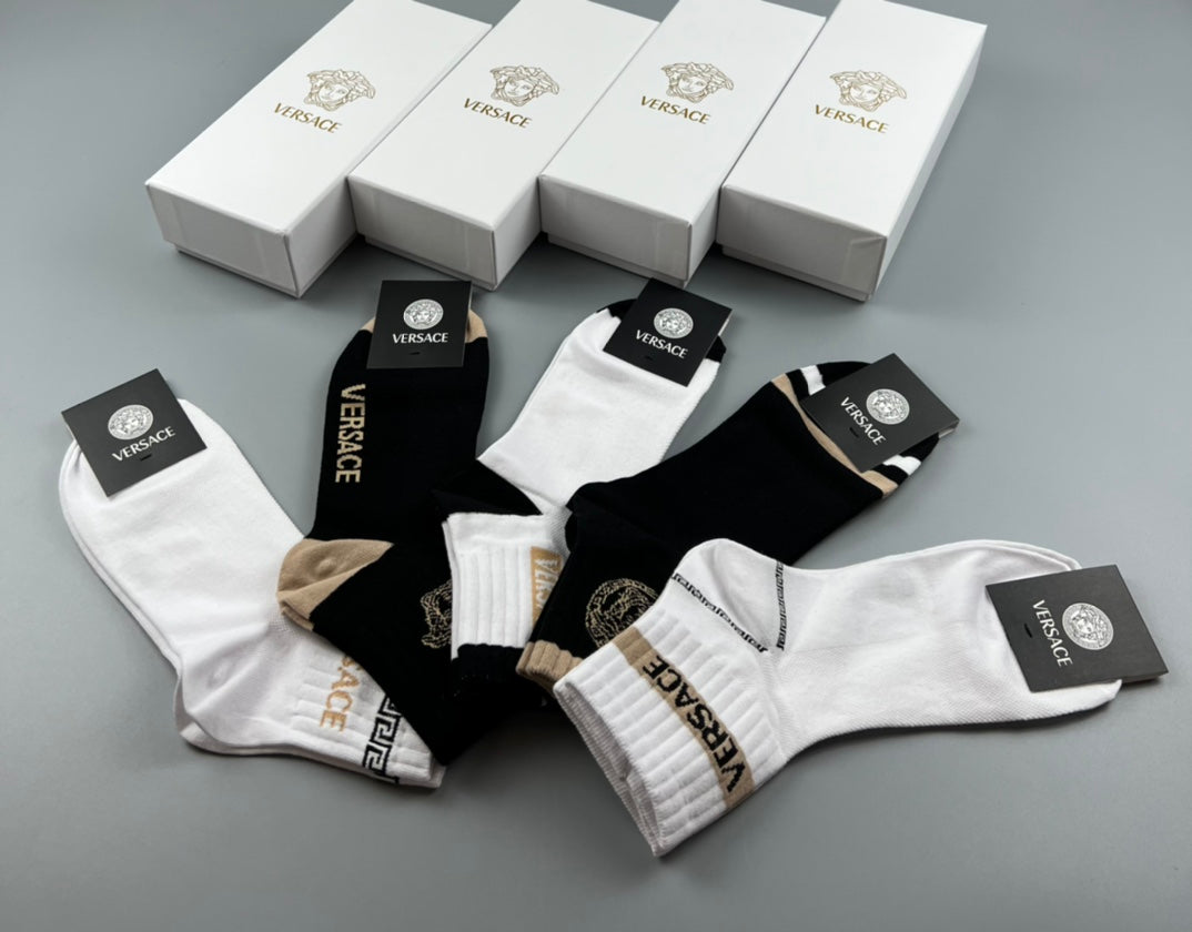 Versace Logo Crew Socks - 5-Pair Box