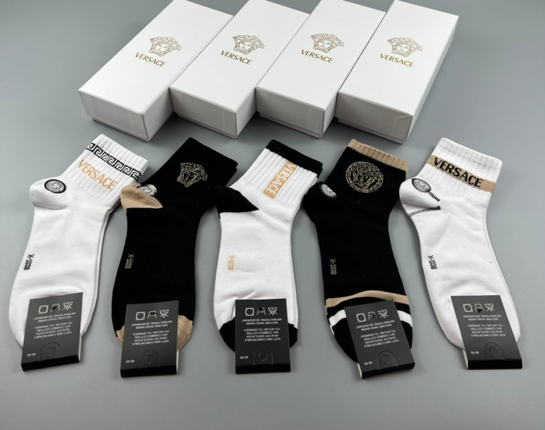Versace Logo Crew Socks - 5-Pair Box