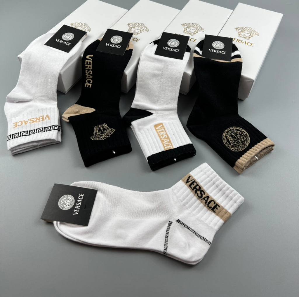 Versace Medallion Details Ankle Socks - 5-Pair Set