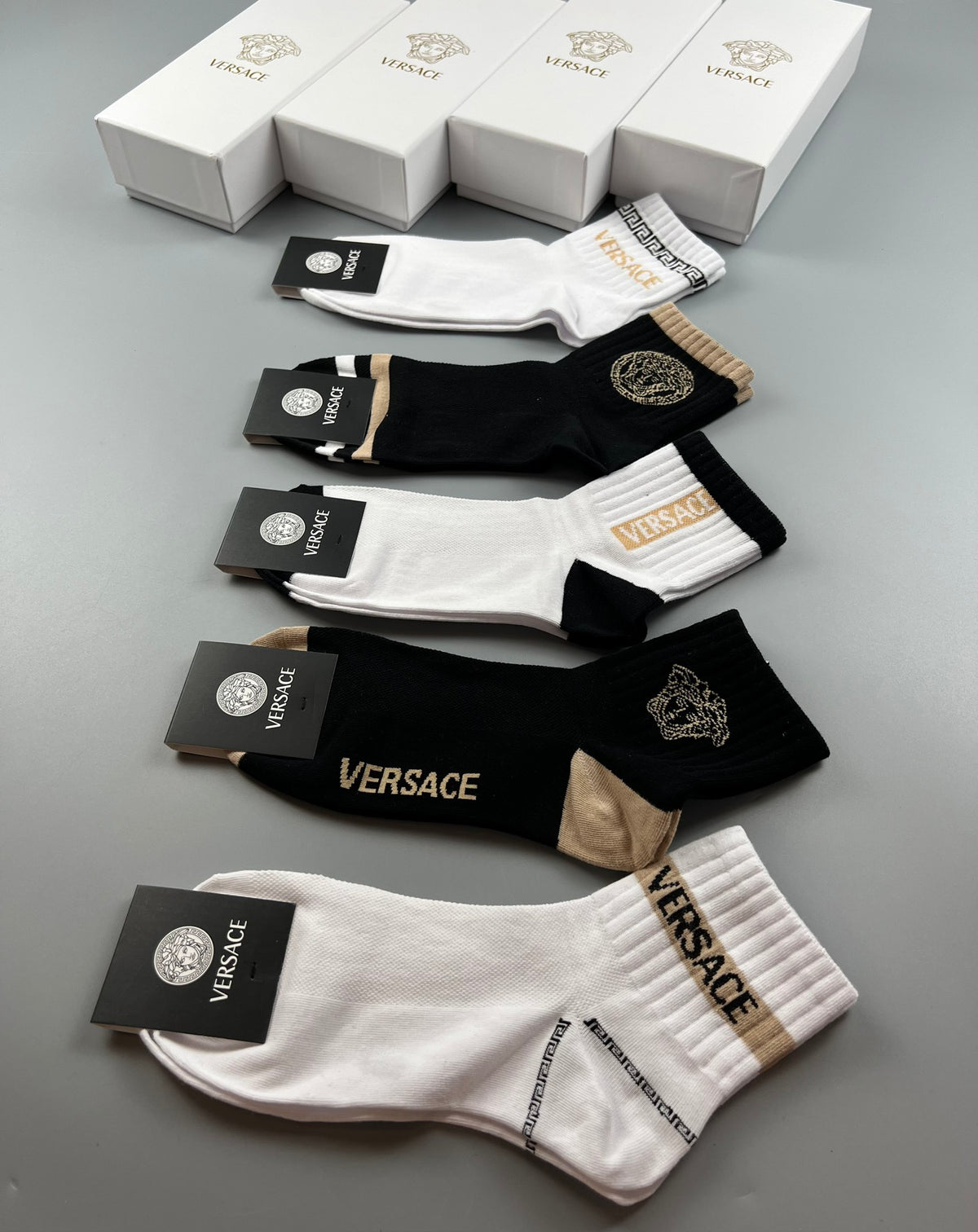 Versace Logo Crew Socks - 5-Pair Box